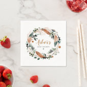 Serviette En Papier ARBOR Bohême Plumes verdure Wreath Boho (En situation)