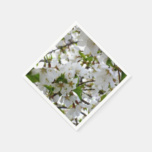 Serviette En Papier Arbre à fleurs blanches (Coin)