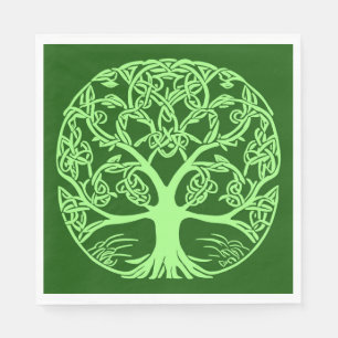 Serviette En Papier Arbre à noeuds celtique de la vie émeraude vert