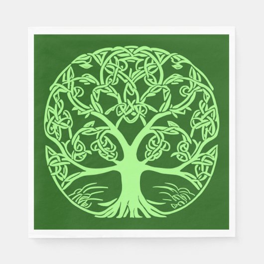 Serviette En Papier Arbre à noeuds celtique de la vie émeraude vert (Devant)