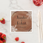 Serviette En Papier Arbre Anneaux Mariage campagnard rustique Napkin (En situation)
