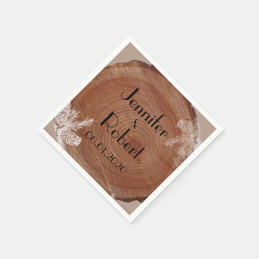 Serviette En Papier Arbre Anneaux Mariage campagnard rustique Napkin (Coin)