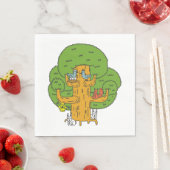 Serviette En Papier Arbre avec des animaux de la forêt Nature mignonne (En situation)