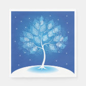 Serviette En Papier Arbre Blanc Dans La Neige (Devant)