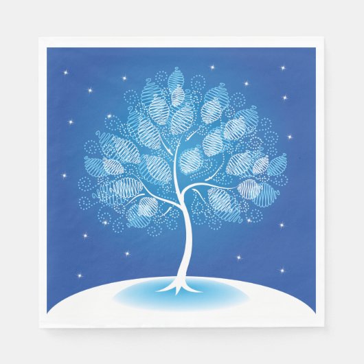 Serviette En Papier Arbre Blanc Dans La Neige (Devant)