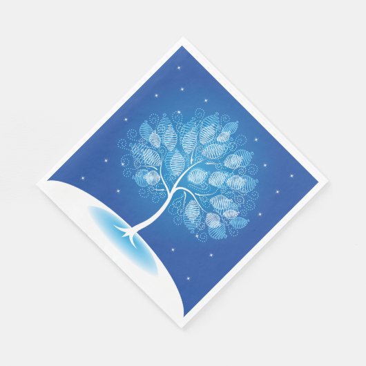 Serviette En Papier Arbre Blanc Dans La Neige (Coin)