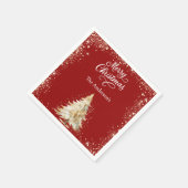 Serviette En Papier Arbre blanc neige paillettes script Noël (Coin)