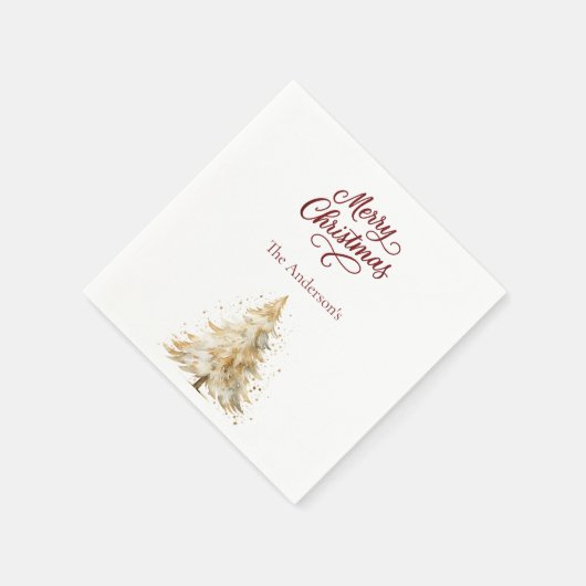 Serviette En Papier Arbre blanc rouge Noël (Coin)