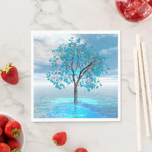 Serviette En Papier Arbre Bleu Cristal (En situation)