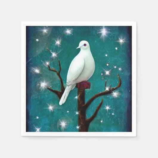 Serviette En Papier Arbre Branche White Peace Dove (Devant)