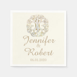 Serviette En Papier Arbre celtique de la vie Gold Thistle Mariage Napk