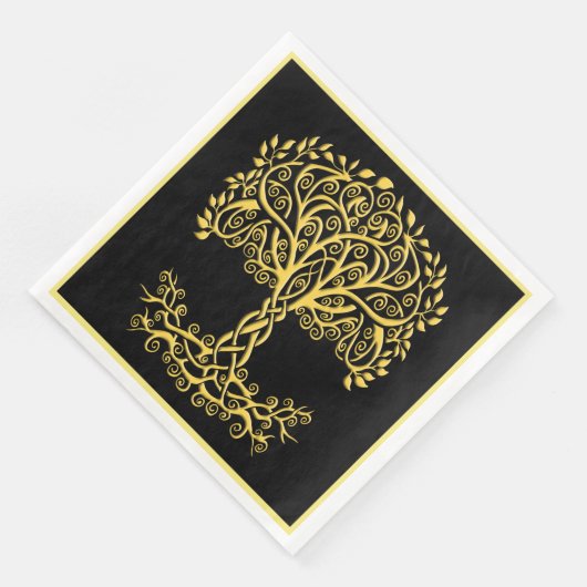 Serviette En Papier Arbre Celtique Jaune (Coin)