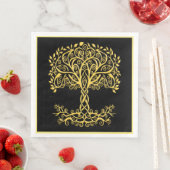 Serviette En Papier Arbre Celtique Jaune (En situation)
