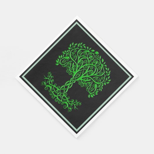 Serviette En Papier Arbre Celtique Vert De Vie (Coin)