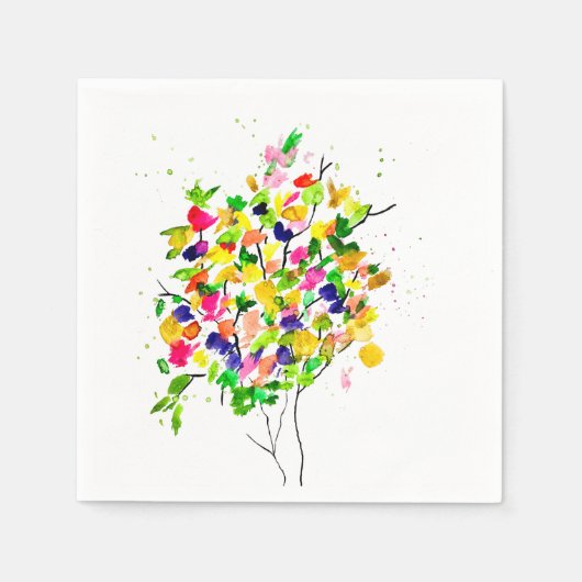 Serviette En Papier Arbre coloré aquarelle (Devant)