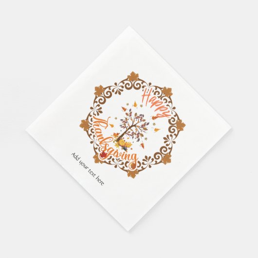 Serviette En Papier Arbre d'automne Mandala Fall Foliing & Thanksgivin (Coin)