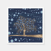 Serviette En Papier Arbre de charme Nazar - Or sur bleu foncé (Devant)