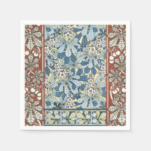 Serviette En Papier Arbre de châtaignier, Feuilles, Art nouveau botani