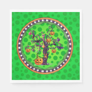 Serviette En Papier Arbre de citrouilles effrayant Halloween
