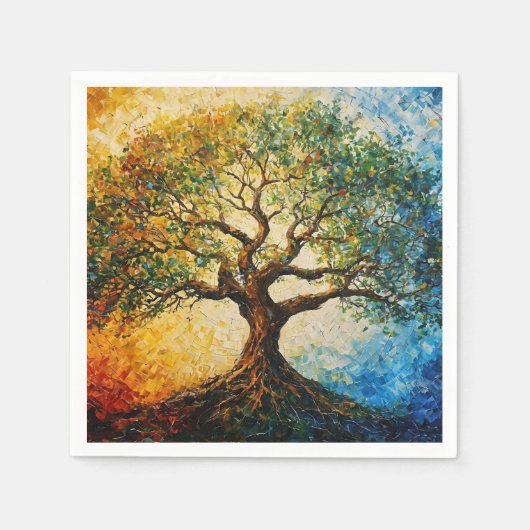 Serviette En Papier Arbre de connaissances - Peinture à l'huile (Devant)