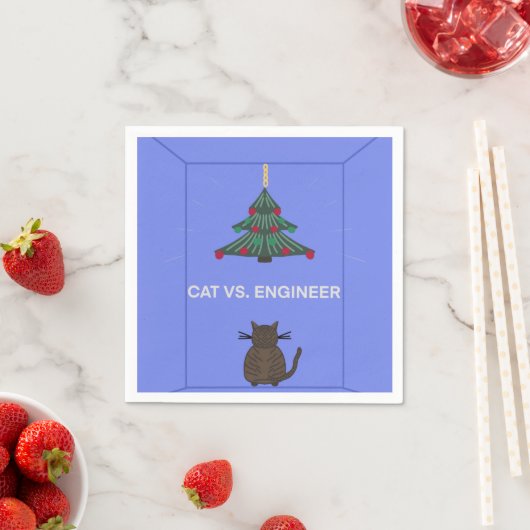 Serviette En Papier Arbre de Noël accroché au chat (En situation)