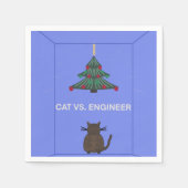 Serviette En Papier Arbre de Noël accroché au chat (Devant)