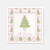 Serviette En Papier Arbre de Noël Aquarelle rose (Devant)