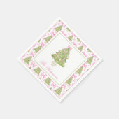 Serviette En Papier Arbre de Noël Aquarelle rose (Coin)