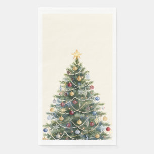 Serviette En Papier Arbre de Noël aquarelle rustique Noël Fêtes de fin