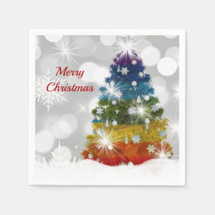 Serviette En Papier Arbre de Noël arc-en-ciel Graphique de neige