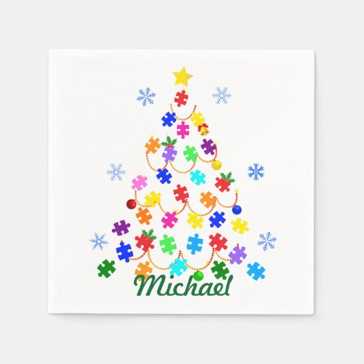 Serviette En Papier Arbre de Noël autiste (Devant)