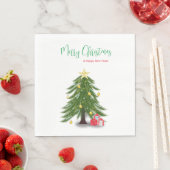 Serviette En Papier Arbre de Noël avec cadeau rouge (En situation)