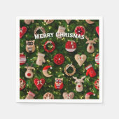 Serviette En Papier Arbre de Noël avec des jouets en feutre (Devant)