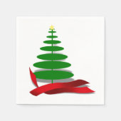 Serviette En Papier Arbre de Noël avec ruban rouge (Devant)