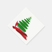 Serviette En Papier Arbre de Noël avec ruban rouge (Coin)