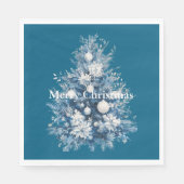 Serviette En Papier Arbre de Noël blanc bleu (Devant)