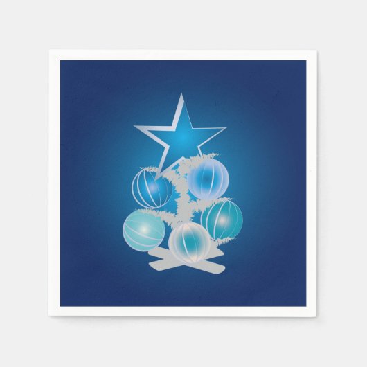Serviette En Papier Arbre de Noël bleu (Devant)