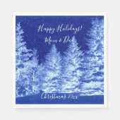 Serviette En Papier Arbre de Noël bleu néon (Devant)