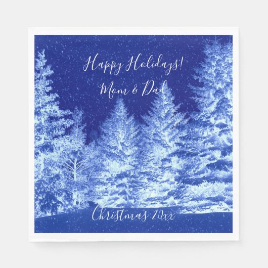 Serviette En Papier Arbre de Noël bleu néon (Devant)