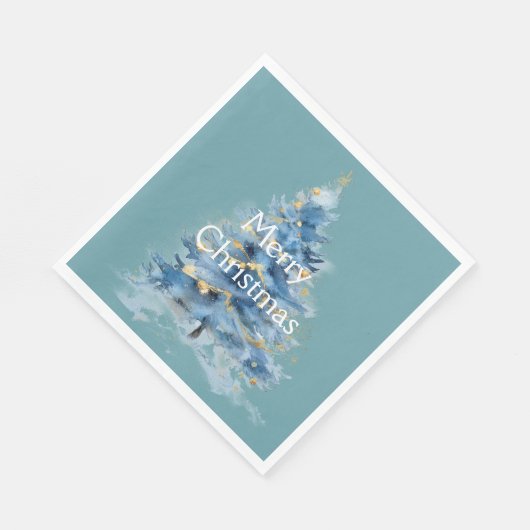 Serviette En Papier Arbre de Noël bleu or (Coin)