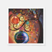 Serviette en papier Arbre de Noël bleu orange fant (Devant)