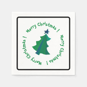 Serviette En Papier Arbre de Noël bleu vert moderne