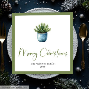 Serviette En Papier Arbre de Noël bohème aquarelle dans un style rusti