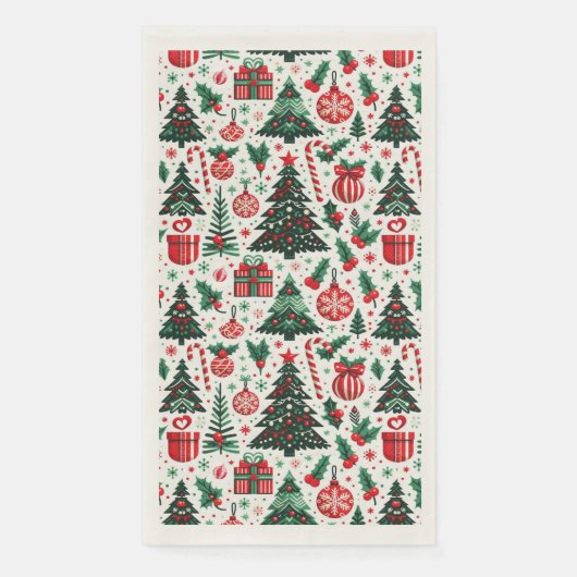 Serviette En Papier Arbre de Noël, cadeaux, sucre de canne (Devant)