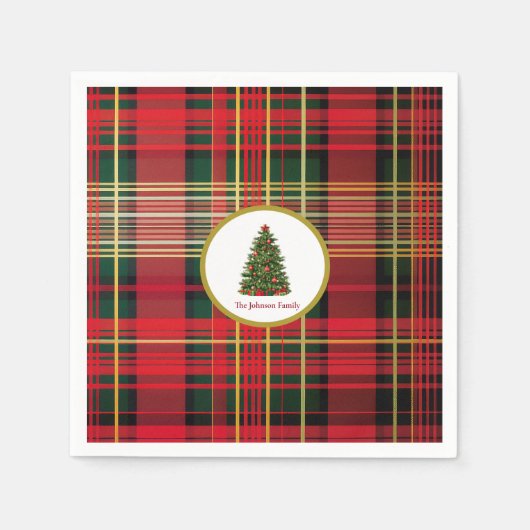 Serviette En Papier Arbre de Noël classique plaqué rouge et vert (Devant)