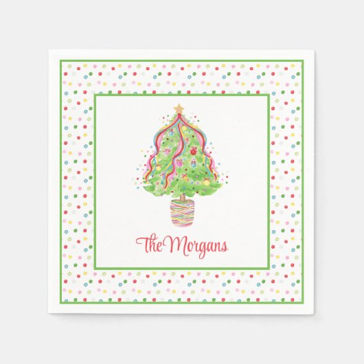 Serviette En Papier Arbre de Noël Confetti en aquarelle (Devant)