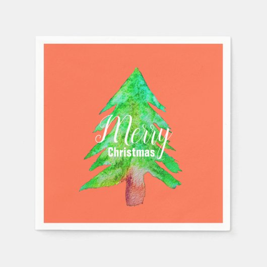 Serviette En Papier Arbre de Noël couleurs funèbres modernes (Devant)