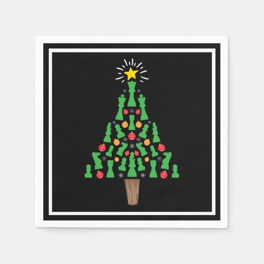 Serviette En Papier Arbre de Noël de la pièce d'échecs (Devant)