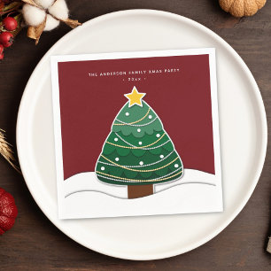 Serviette En Papier Arbre de Noël de style découpage moderne pour fête