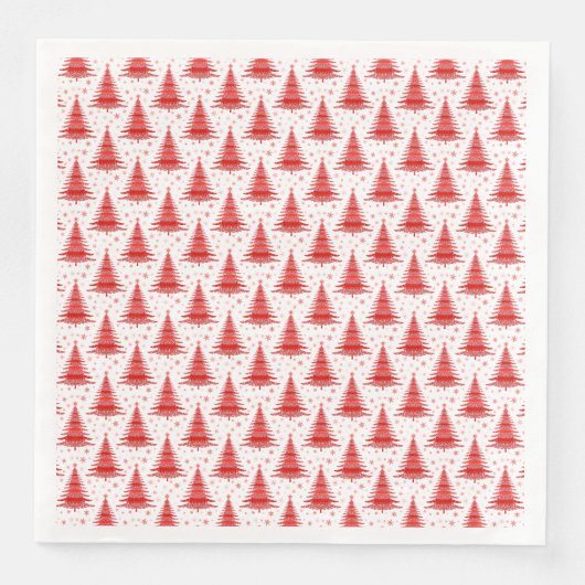 Serviette En Papier Arbre de Noël Design Motif rouge (Devant)
